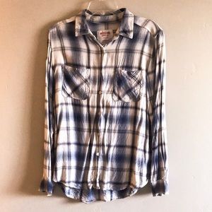 Mossimo Blue Plaid Button Down Shirt